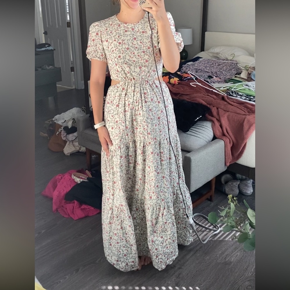 Wayf Floral Maxi Dress with Cutouts